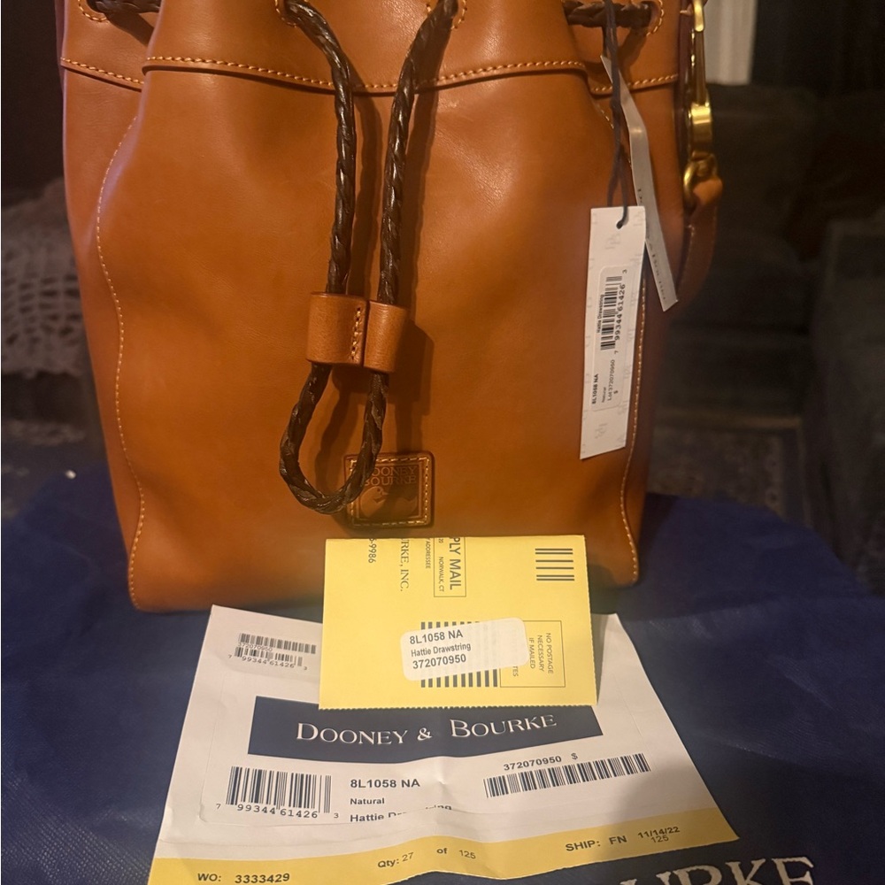 Dooney & Bourke Natural Tan Leather Drawstring Shoulder Bag